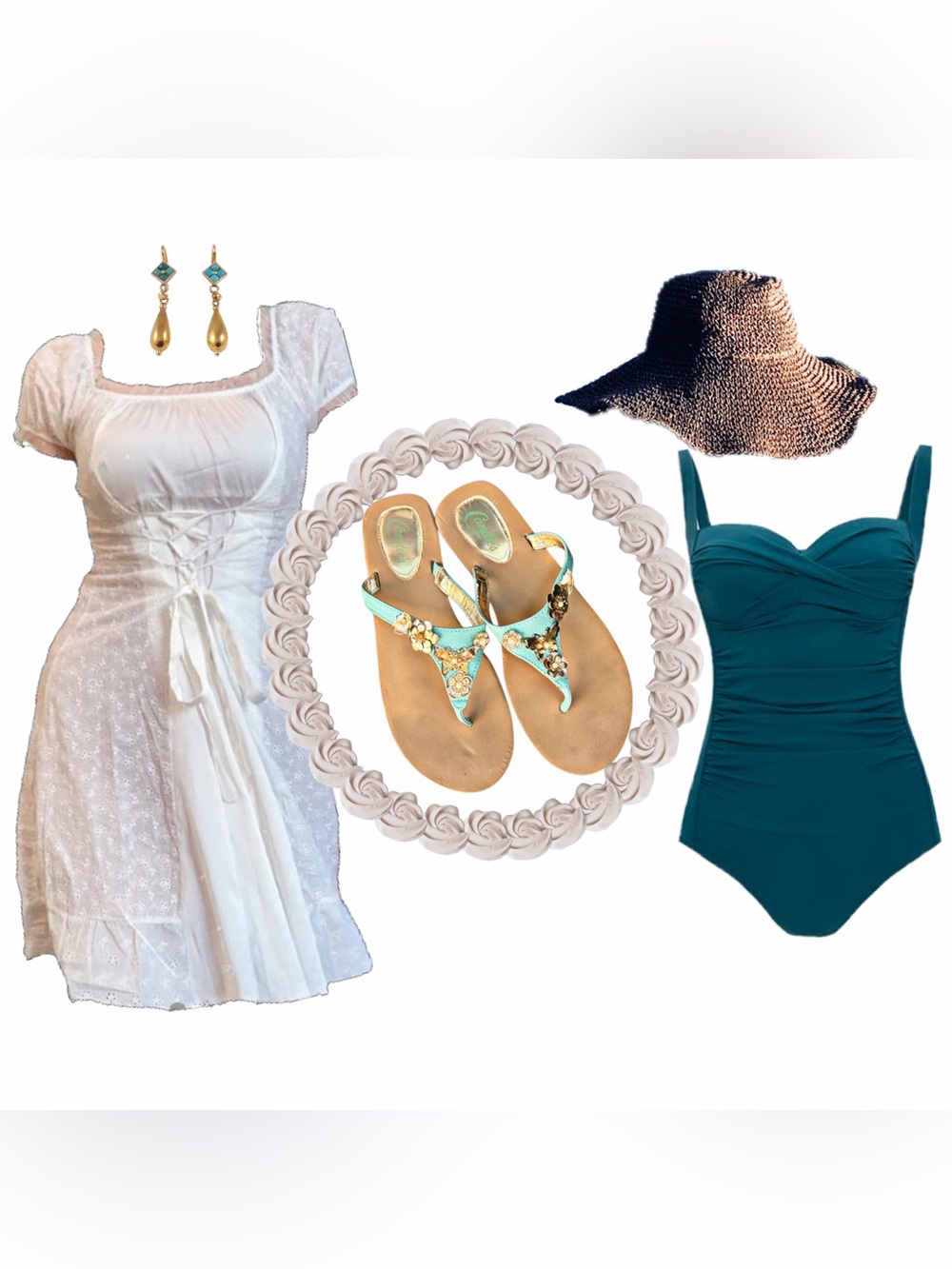 Embellished Aqua-toned Thong Sandals